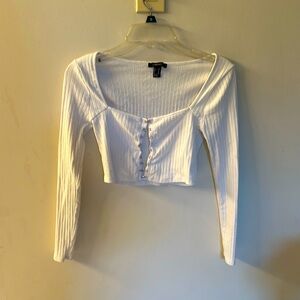 Forever 21 long sleeve white crop top